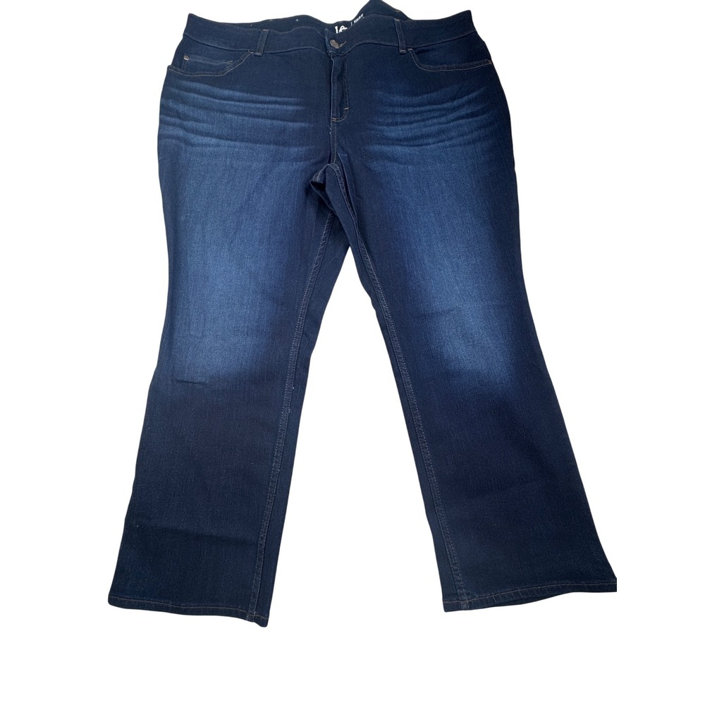 Lee Womens 26WP Regular Fit Straight Leg Mid Rise Jeans Deep Dyed Dark Wash